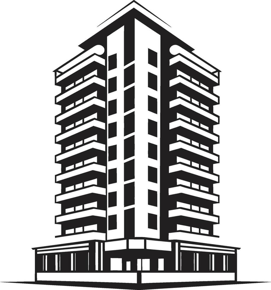Cityscape Tapestry Impressions Multiflore Building Vector Design Urban Skyline Visions Multifloor Cityscape Vector Emblem