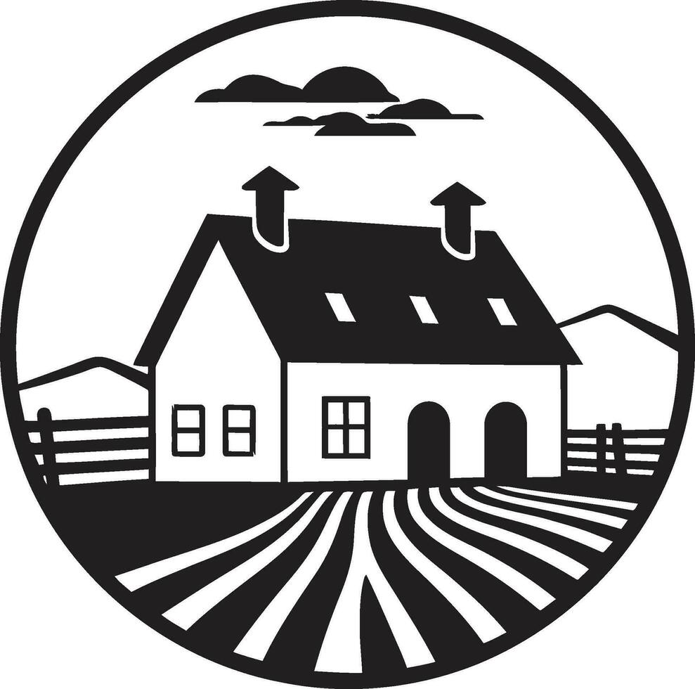 Rustic Farm Abode Mark Farmers House Vector Logo Rural Dwelling Impression Farmhouse Design in Vector Icon