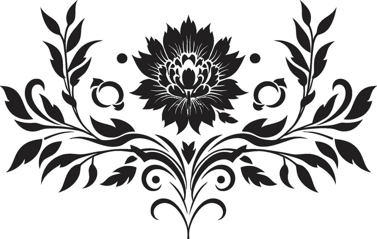 Floral Symmetry Unveiled Black Vector Icon Tessellated Beauty Geometric Floral Design