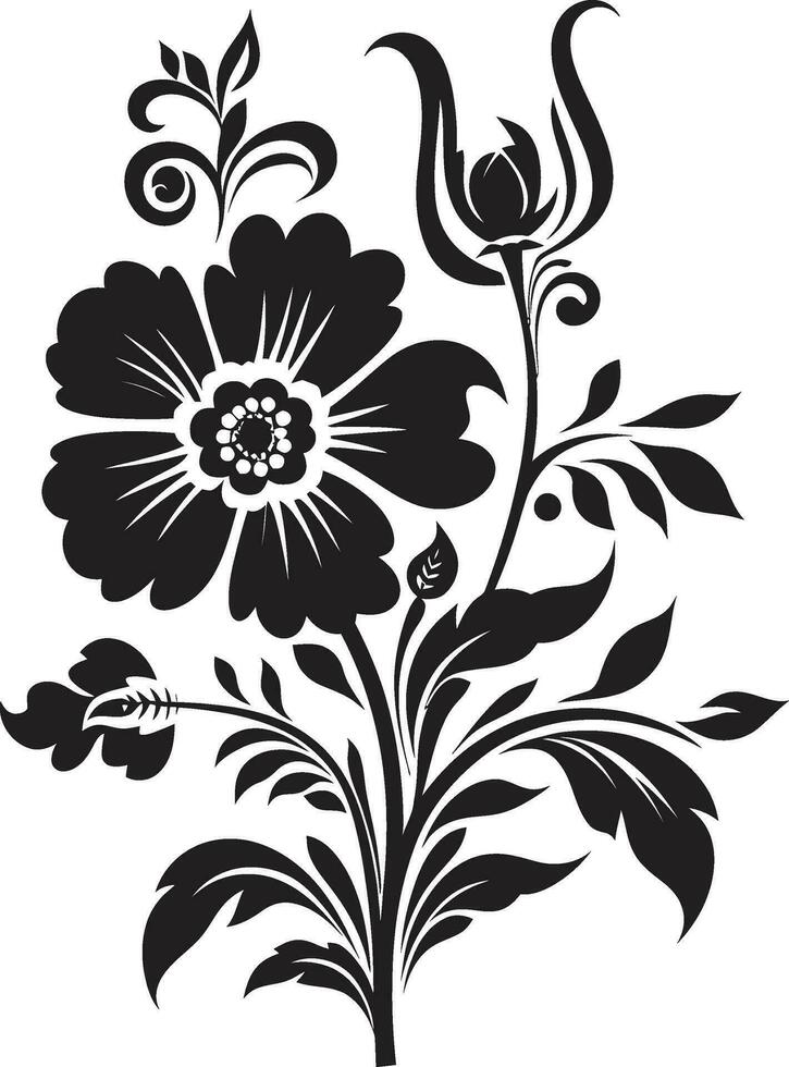 Intriguing Botanical Illustrations Iconic Vector Harmonious Hand Drawn Compositions Black Vector