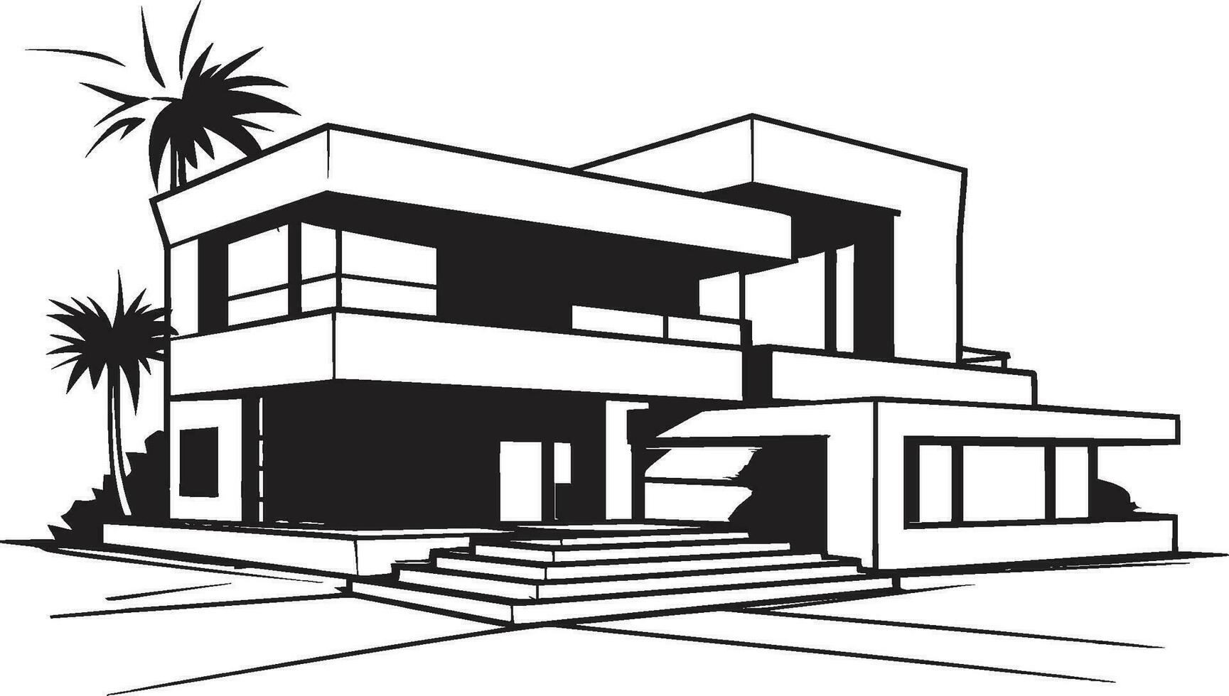 Duplex Dwelling Vision Sketch Design Vector Logo Icon Double Residence Concept Sketch Idea for Duplex House Design