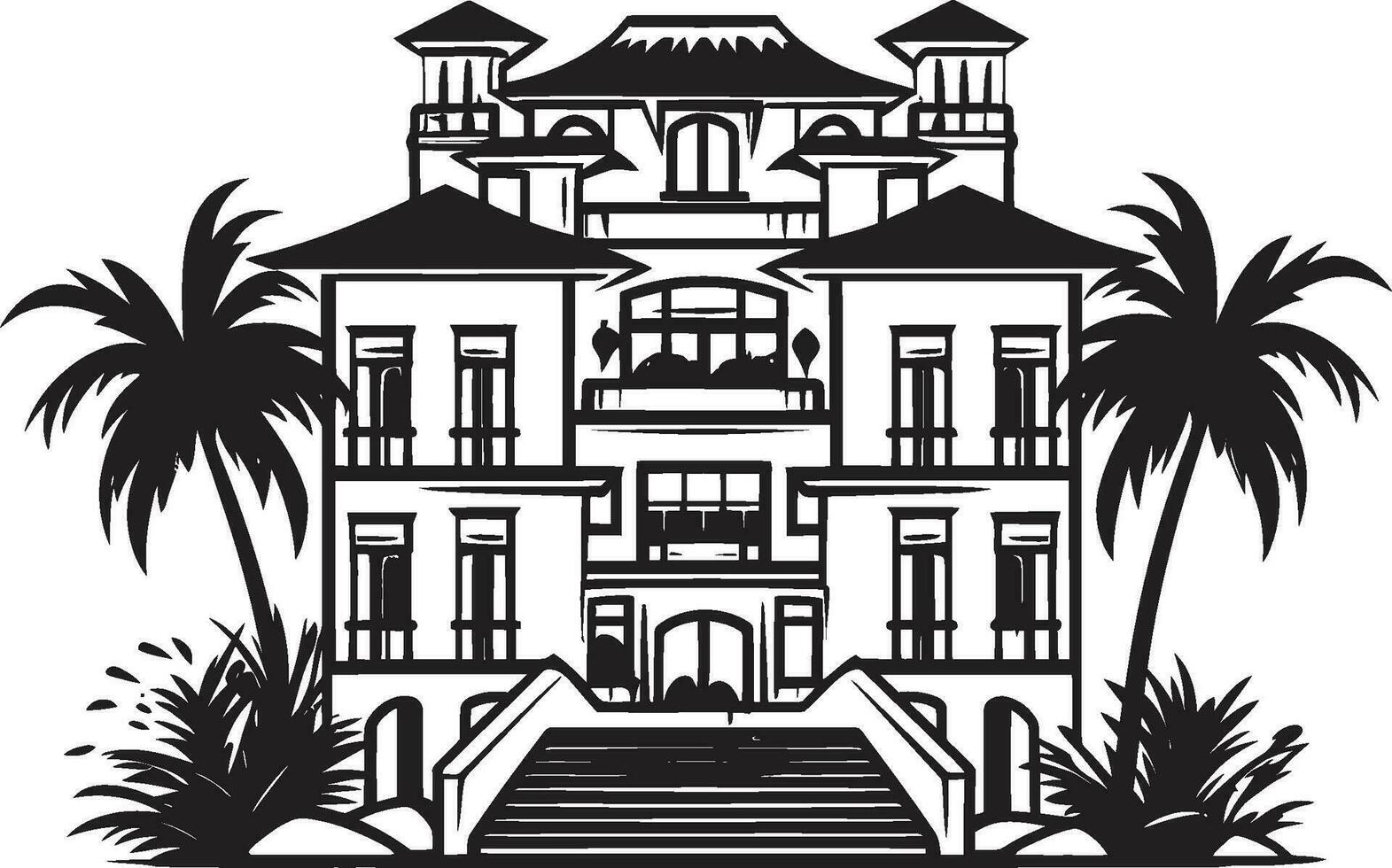 dinámica paisaje urbano bosquejo dibujos animados edificio vector logo icono real palacio dibujos animados vector logo icono de real residencia