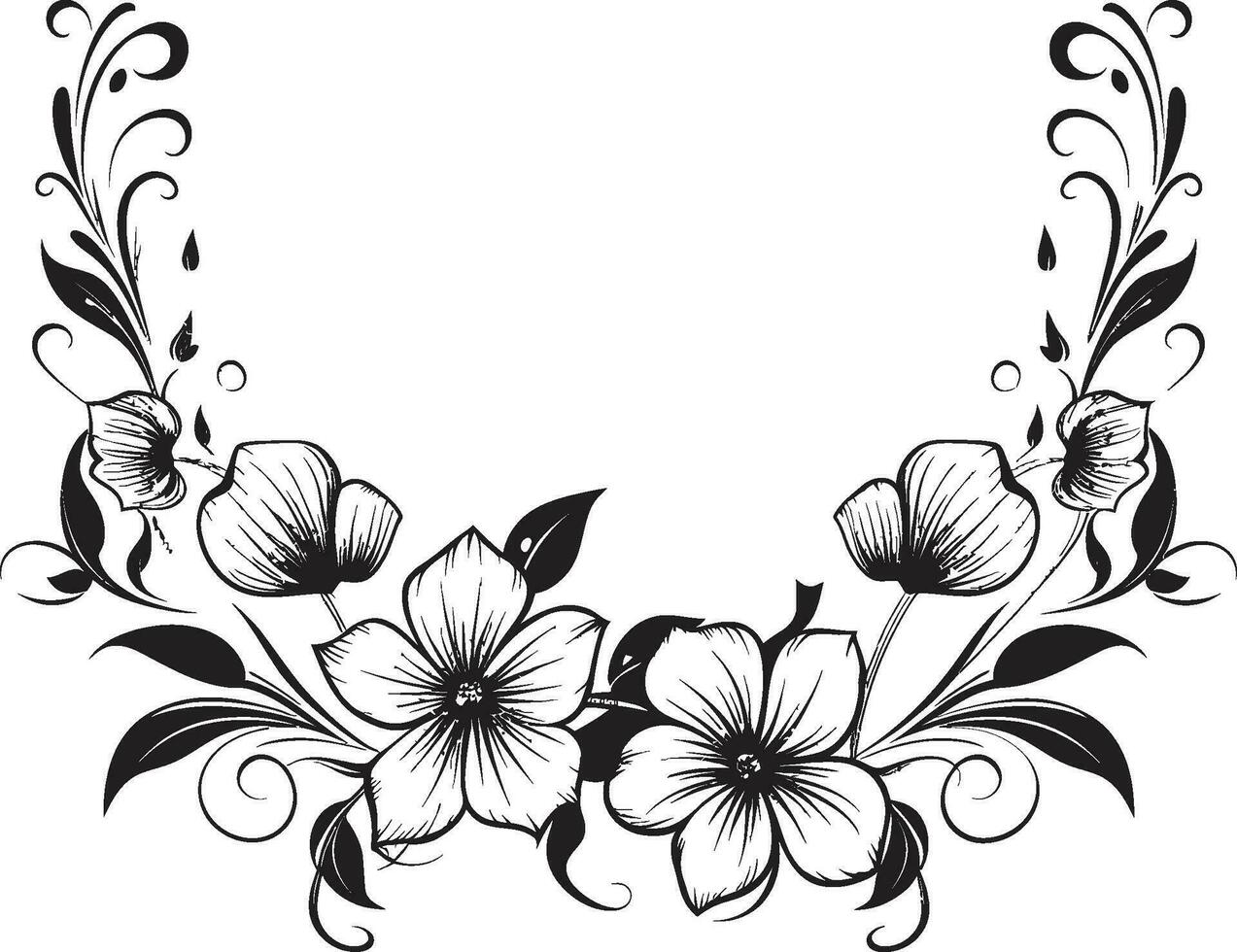 Natures Sketchbook Black Vector Logo Handcrafted Botanica Floral Element Design