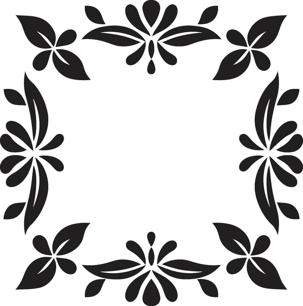 geométrico flores vector logo con florales embaldosado pétalo mosaico negro floral icono