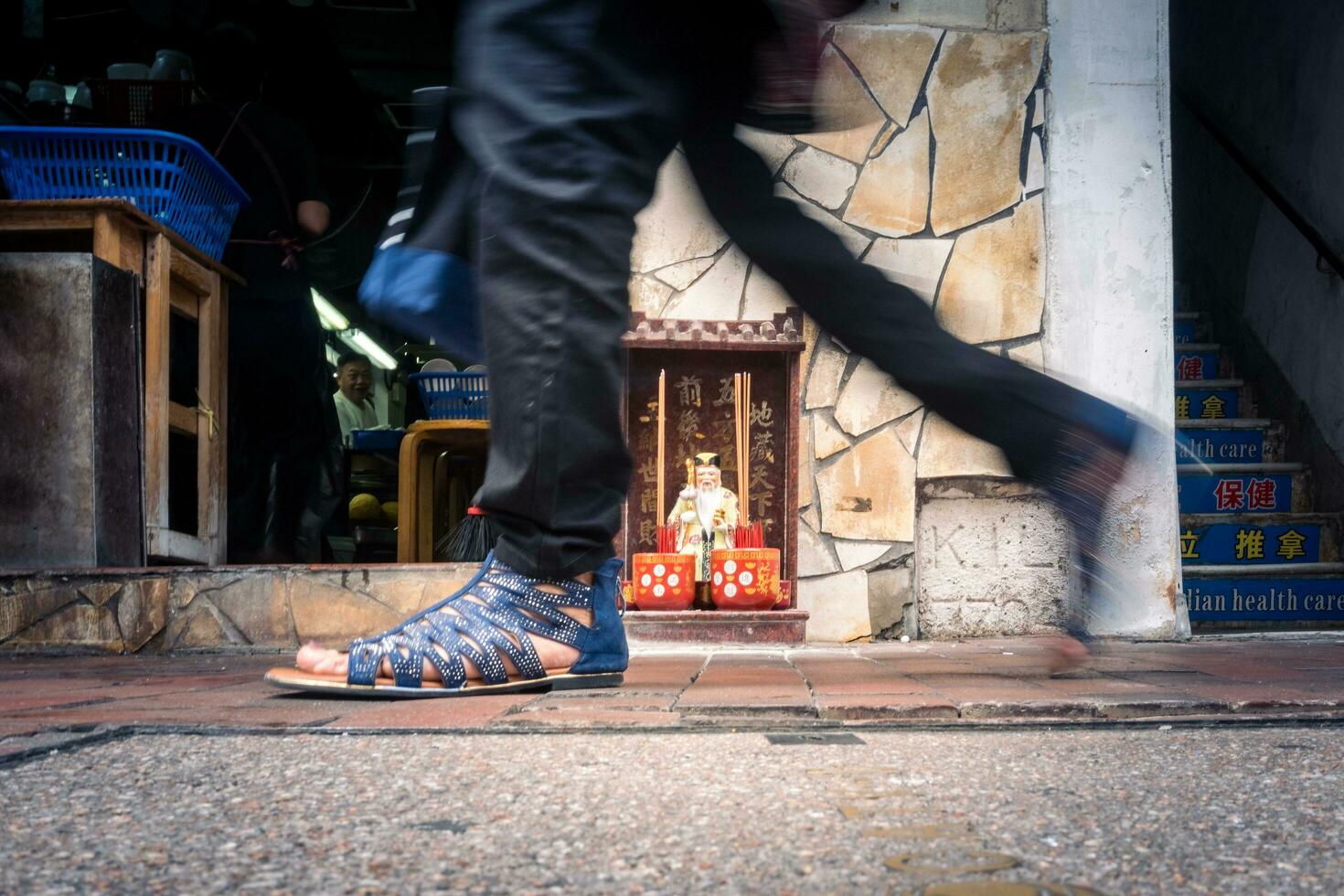 Hong Kong,March 26,2019-Daily life in the streets and skyscrapers of Hong Kong during a cloudy day photo