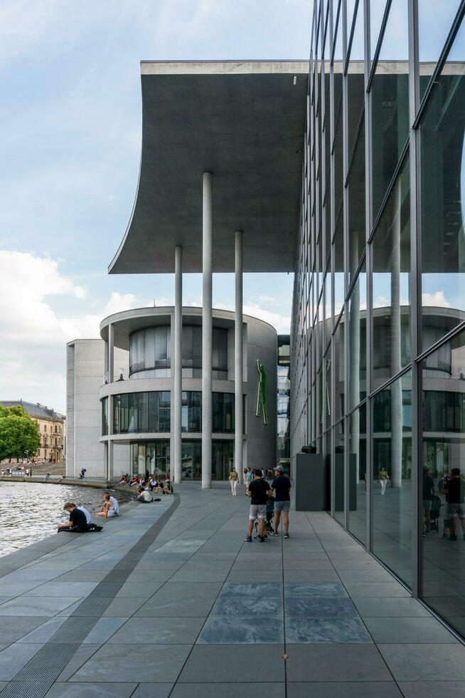 Berlin, Germany-august 9, 2022-View of the  Library of the German Bundestag during a cloudy day photo