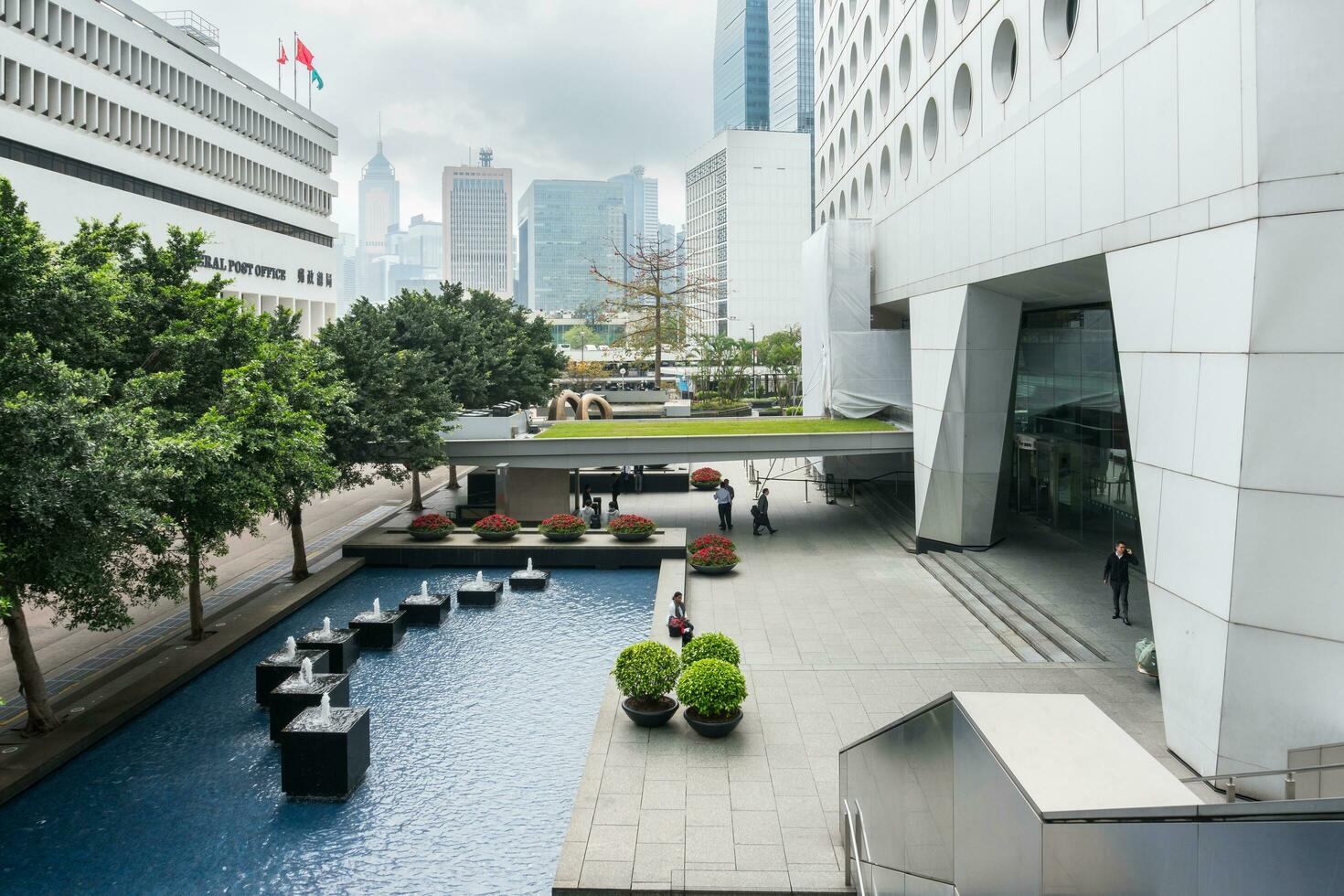 Hong Kong,March 26,2019-Daily life in the streets and skyscrapers of Hong Kong during a cloudy day photo