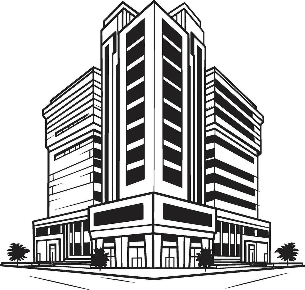 ciudad alturas emblema multipiso edificio diseño en vector logo urbano rascacielos impresión paisaje urbano multipiso vector icono