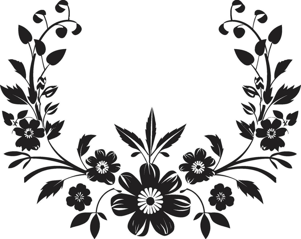 Tessellated Florals Vector Tile Design Intricate Geometry Black Floral Emblem
