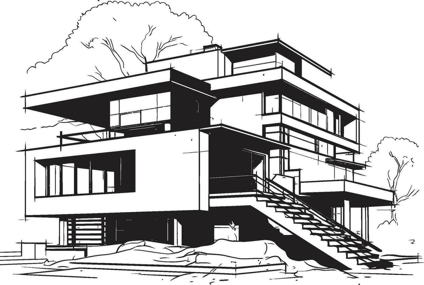 triple residencia icono de arquitectónico encanto triunfante alturas vectorizado residencial esplendor vector