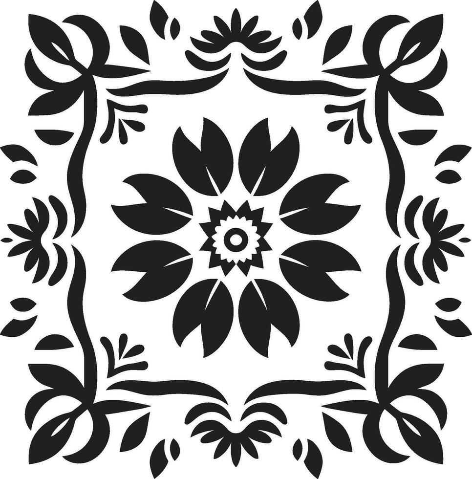 Elegant Patterns Black Floral Vector Logo Flower Tessellations Geometric Emblem