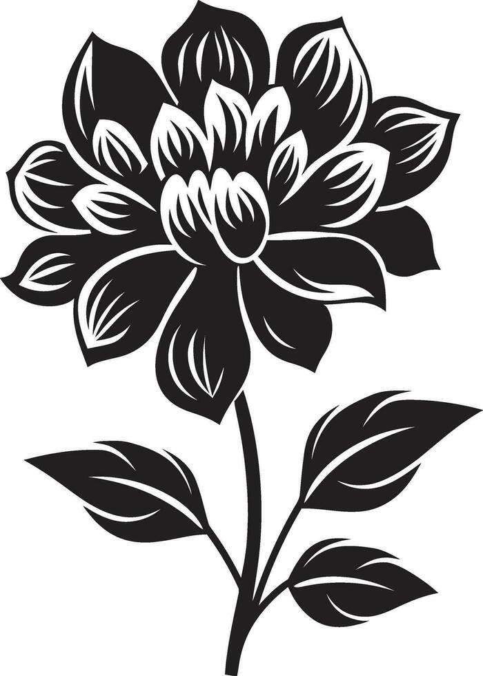 agraciado florecer artístico negro logo emblema diseño pulcro pétalo icono soltero hecho a mano vector flor