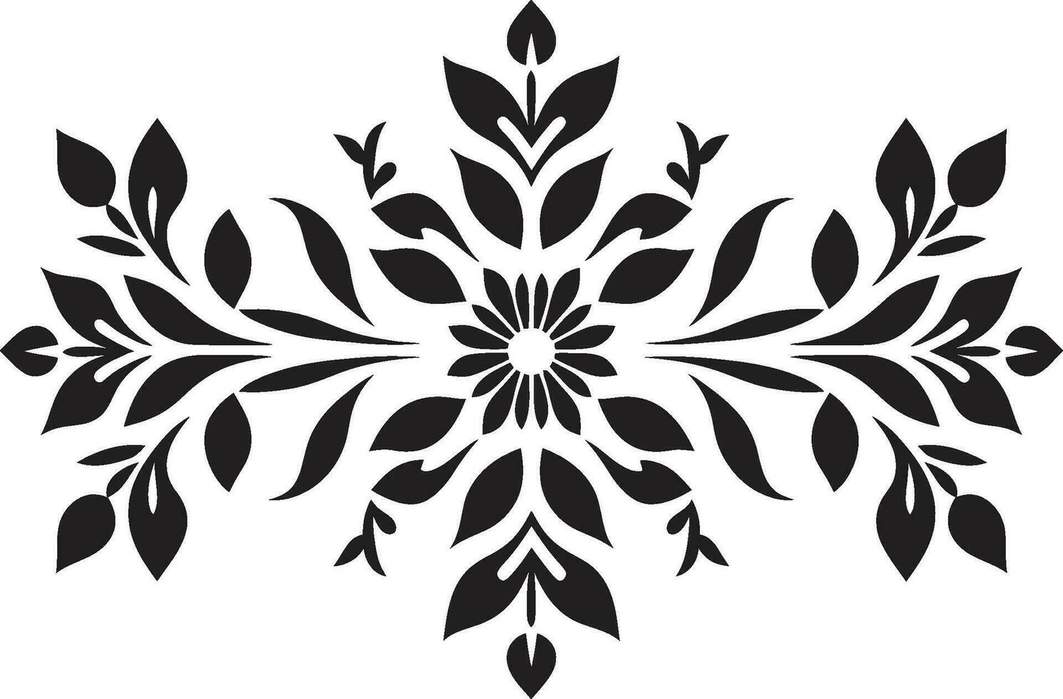 Abstract Petal Arrangement Black Vector Tile Icon Botanical Tessellations Geometric Floral Pattern
