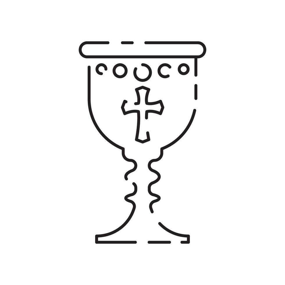 Christianity line icon. Vector religion related icons. Bible, church and cross or Jesus. Old cathedral, Medieval sign.