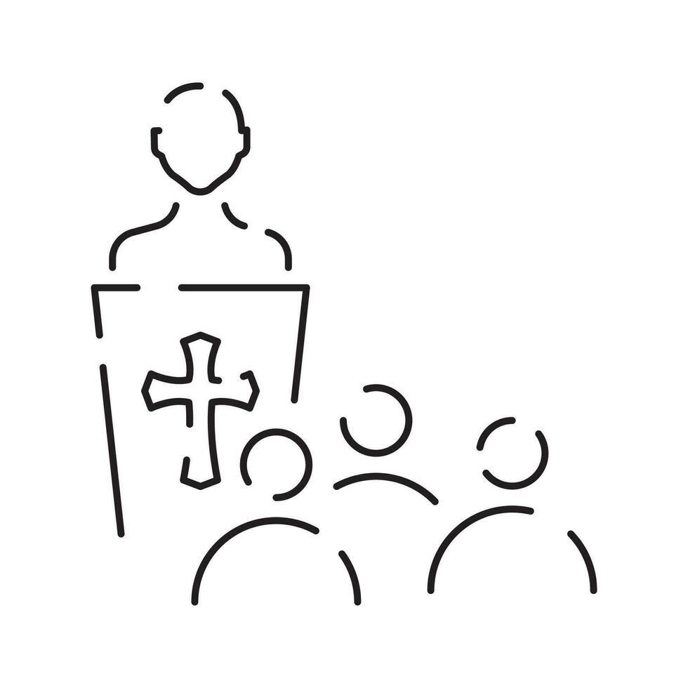 Christianity line icon. Vector religion related icons. Bible, church and cross or Jesus.