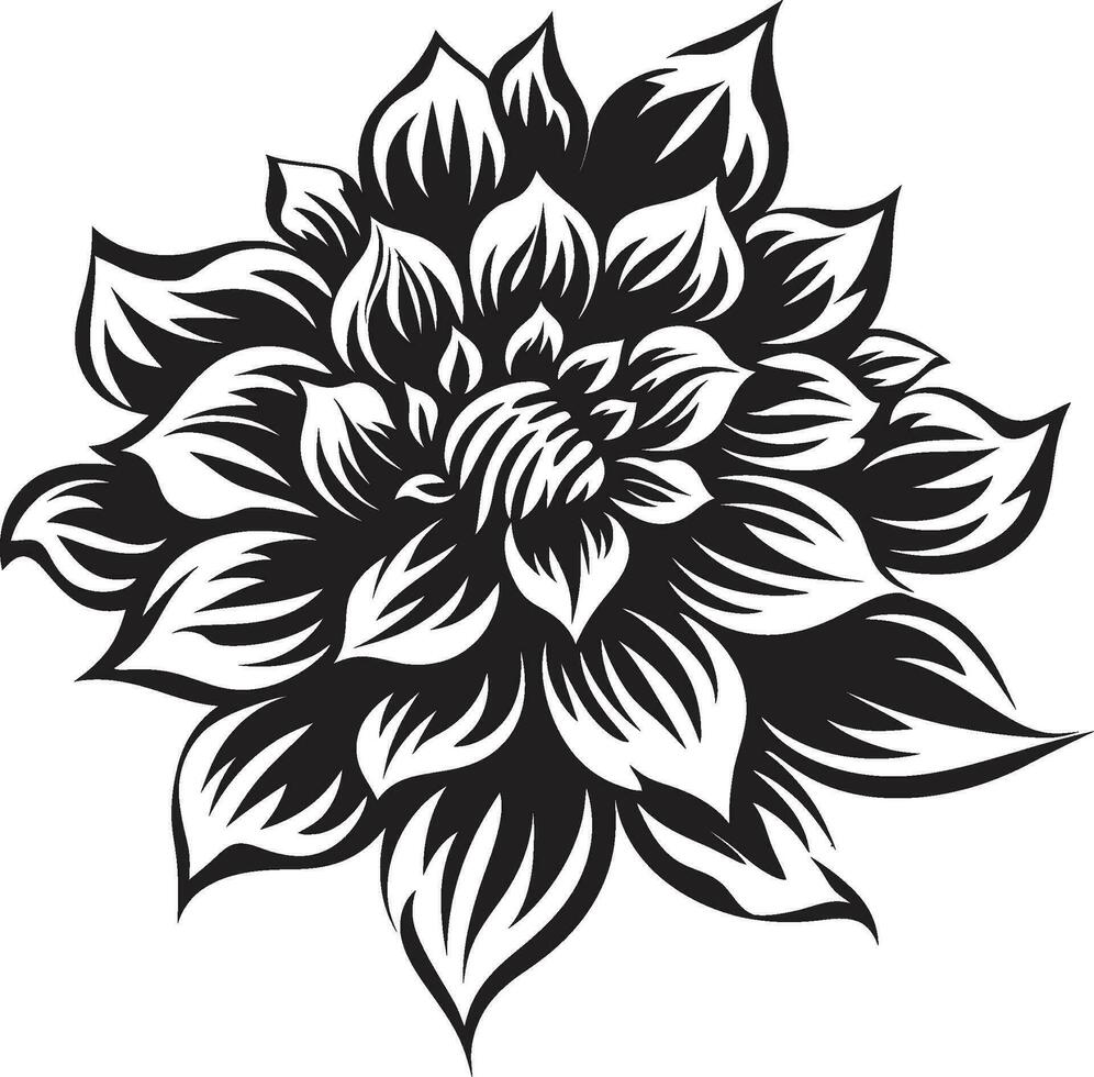 Minimalist Floral Sketch Black Hand Rendered Emblem Sophisticated Flower Essence Elegant Iconic Vector