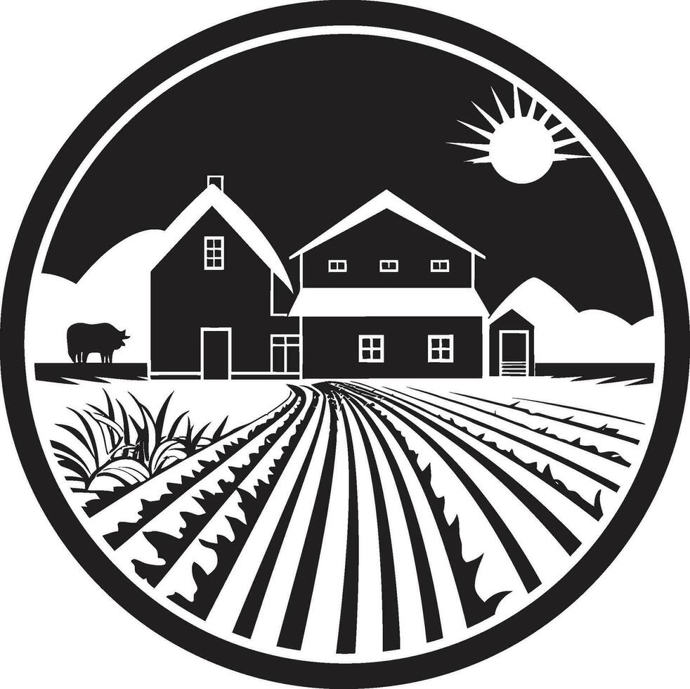 Rural Dwelling Impression Farmhouse Design in Vector Icon Harvest Haven Symbol Farmers House Vector Emblem