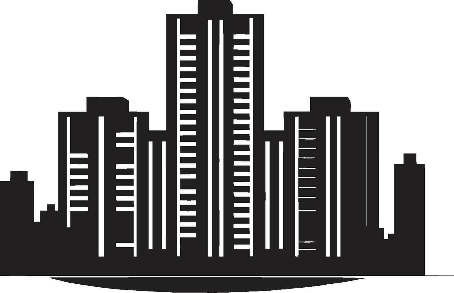 Metropolitan Core Multifloor Cityscape Vector Emblem Skyline Symphony Multifloor Urban Building Vector Icon
