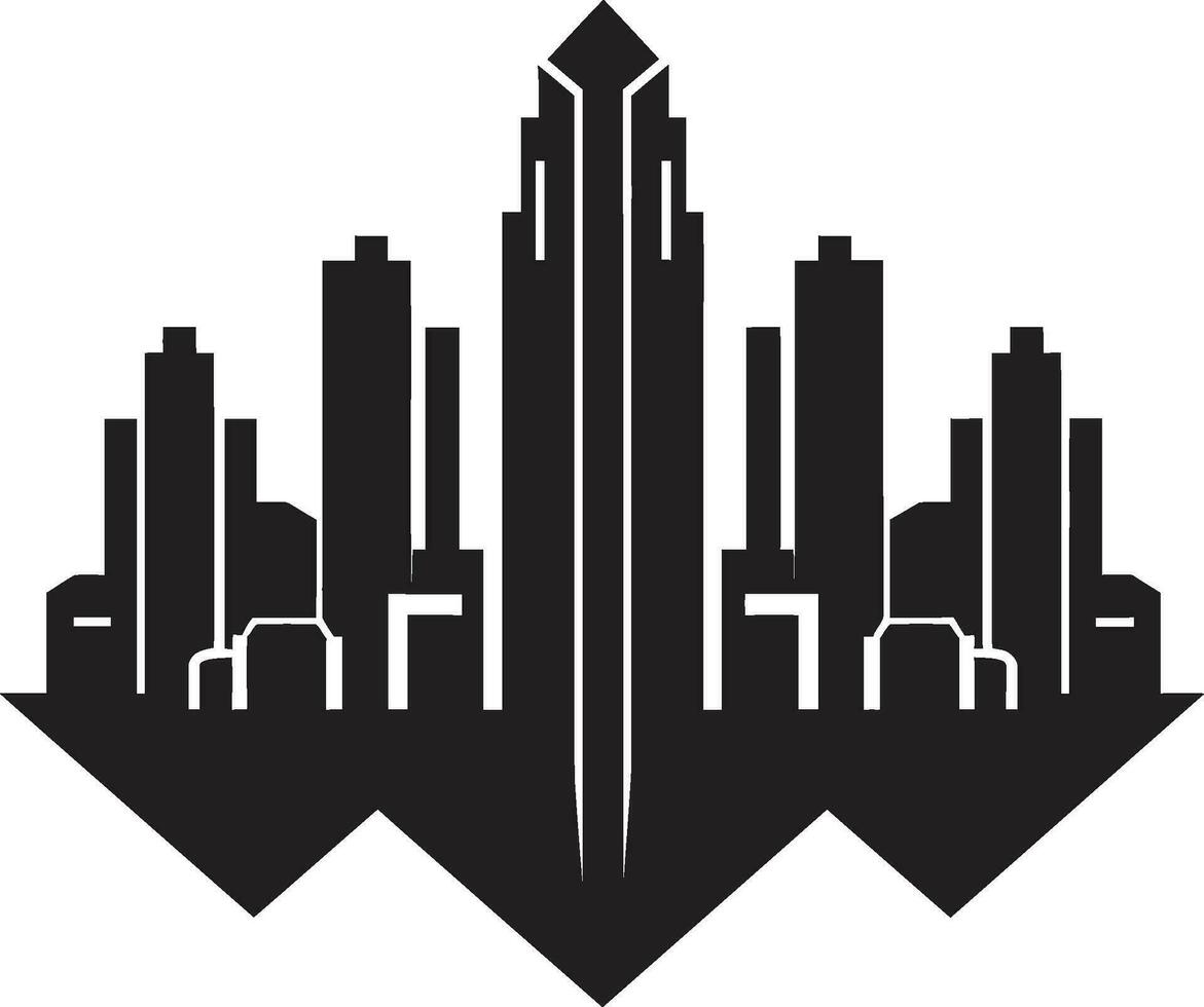Metropolitan Tower Impression Multifloor Vector Logo Icon Downtown Skyscraper Outline Multifloor Cityscape Vector Logo
