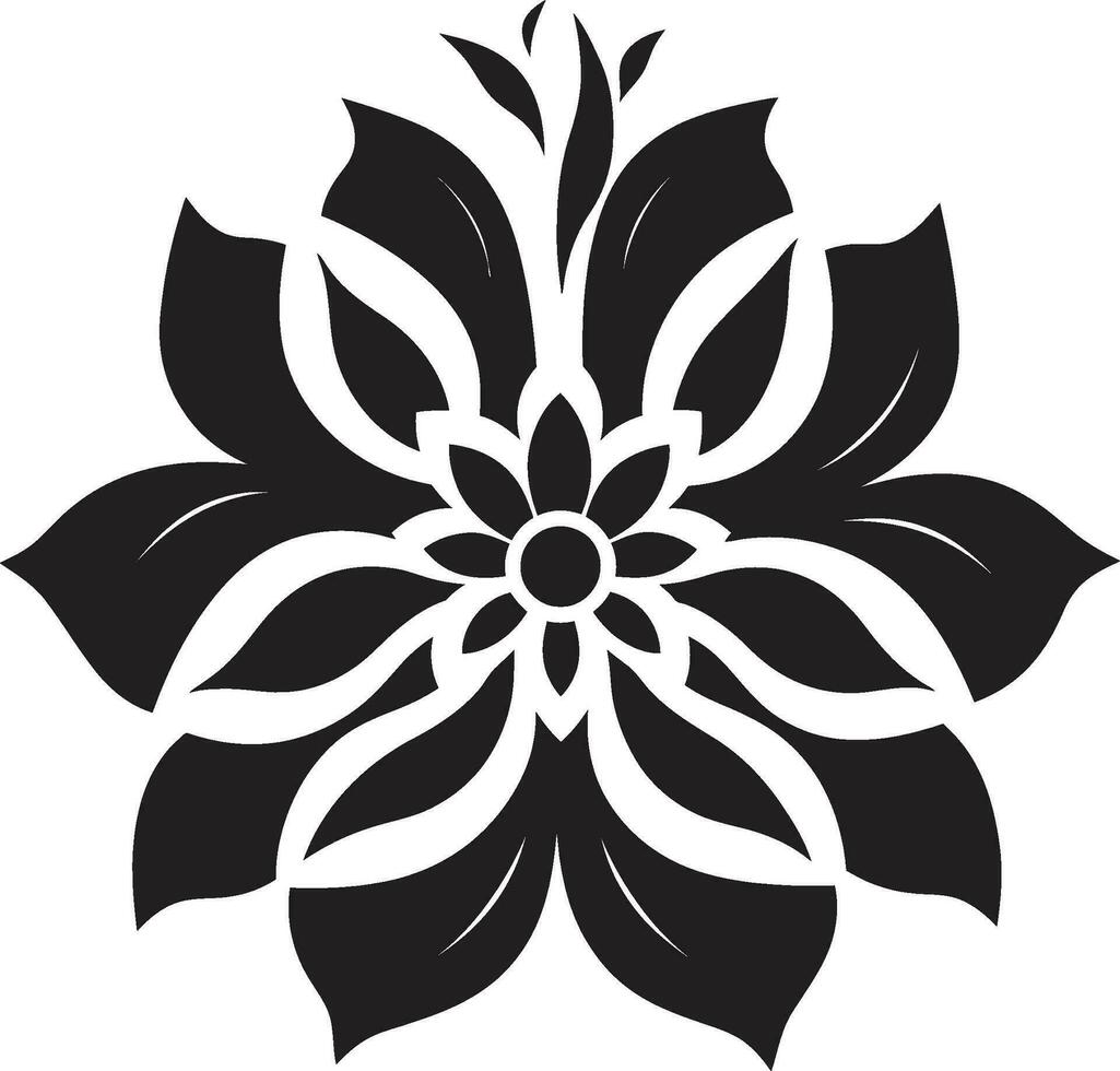 Chic Single Bloom Black Artistic Emblem Clean Artistic Whirl Simple Black Vector