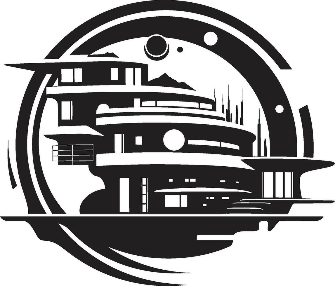 Modernistic Abode Symbol Futuristic House Vector Emblem Techno Dwelling Mark House Design in Vector Logo