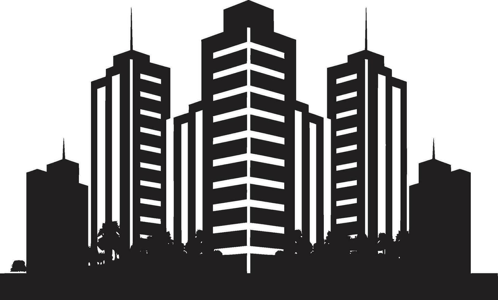 Metropolitan Core Multifloor Cityscape Vector Emblem Skyline Symphony Multifloor Urban Building Vector Icon