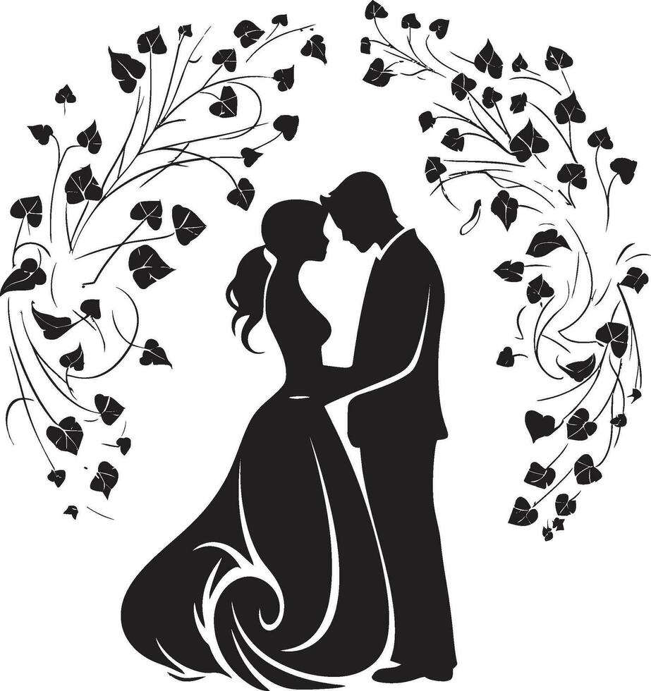 Enigmatic Elegance Bride and Groom Portrait Frame Adorned Amore Bride and Groom Decorative Frame vector