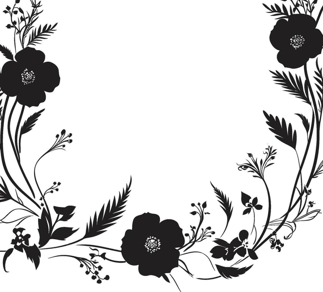 Graphite Botanical Artistry Black Emblematic Vectors Noir Blossom Silhouettes Invitation Card Floral Icons