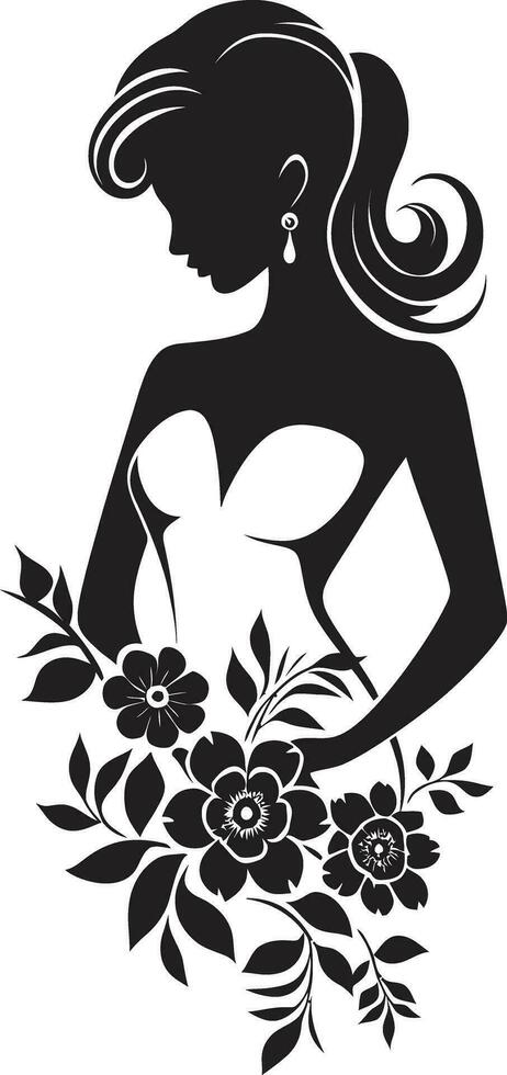 moderno flor retrato negro mujer emblema artístico florecer esencia elegante vector cara