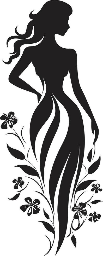 minimalista floral adornos negro mujer logo sofisticado floración elegancia hecho a mano vector