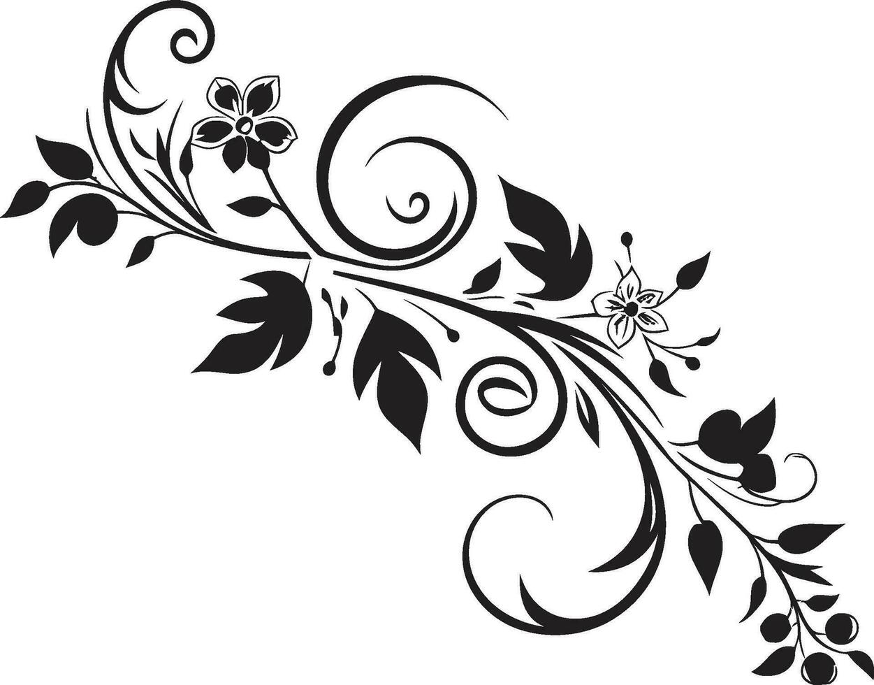 Chic Inked Blossom Dreams Vintage Black Logo Sketches Ethereal Floral Noir Moody Handcrafted Emblem Vectors