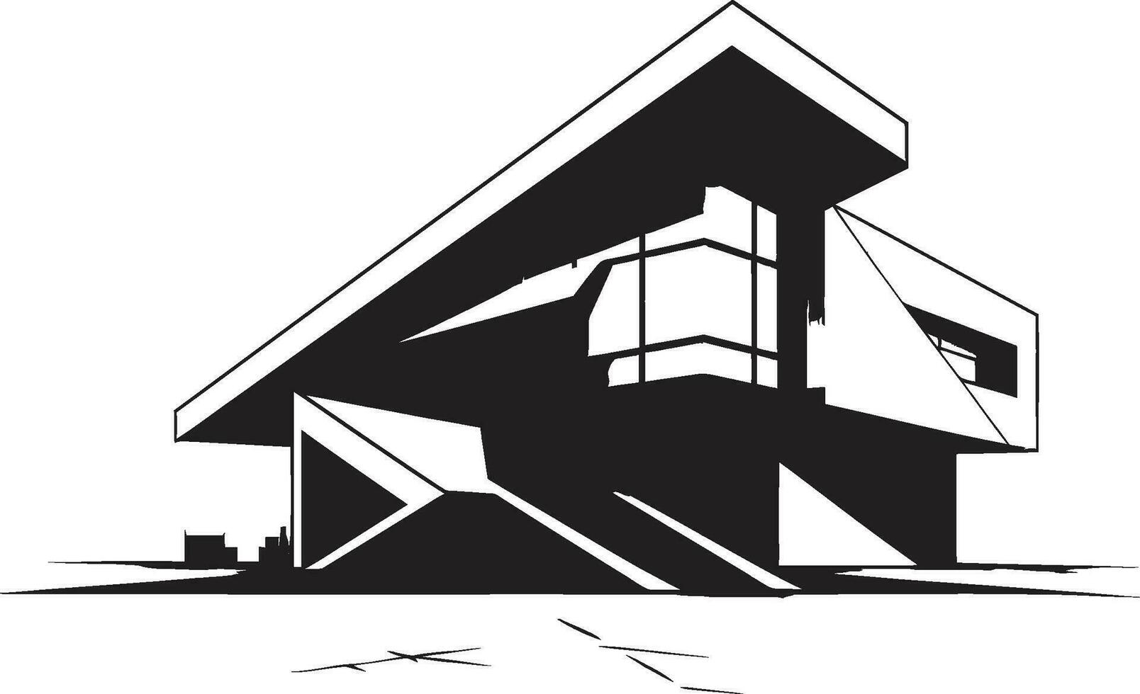 Artistic Urban Dwelling Modern House Sketch Vector Logo Iconic Minimalism Bold House Sketch in Vector Icon Design