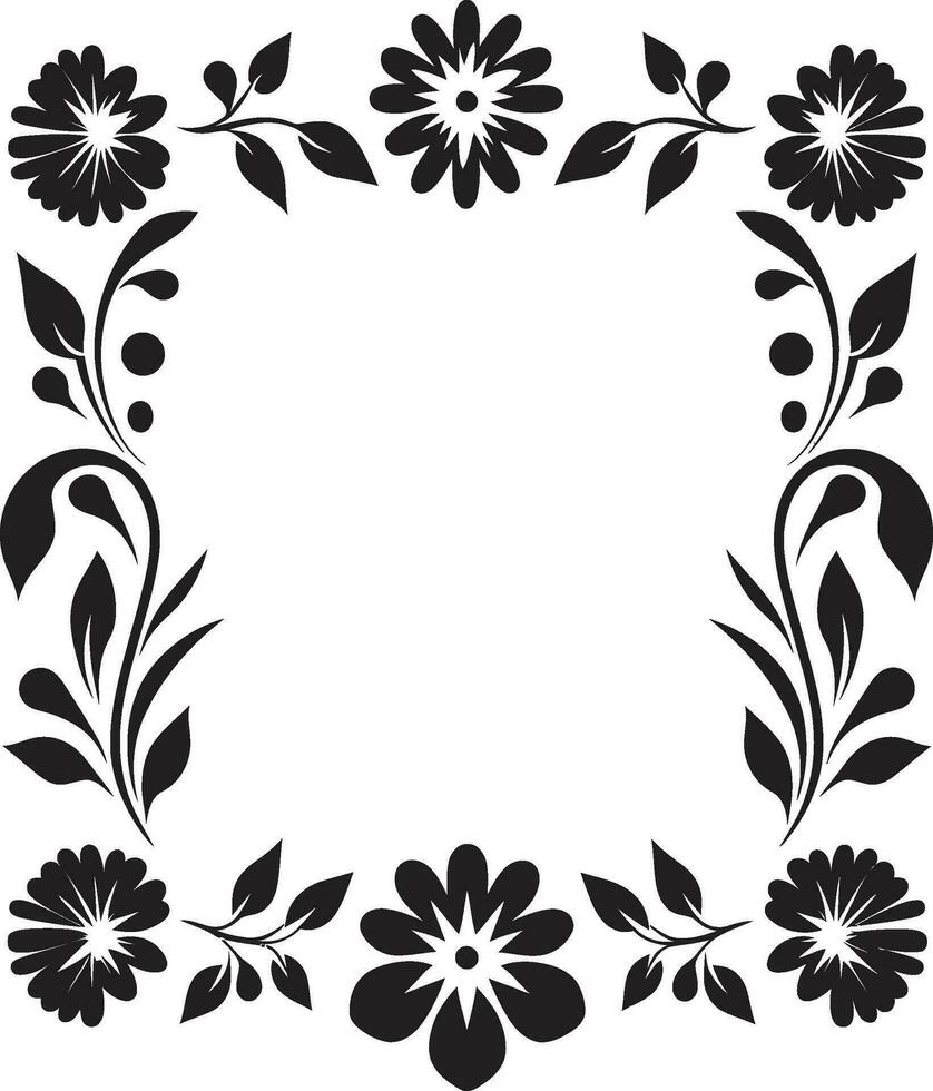 Geometric Petal Design Floral Vector Logo Tessellated Blooms Black Tile Floral Icon