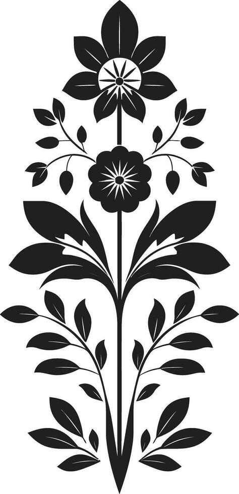 Structured Blossom Harmony Geometric Icon Tiled Floral Artistry Black Vector Logo