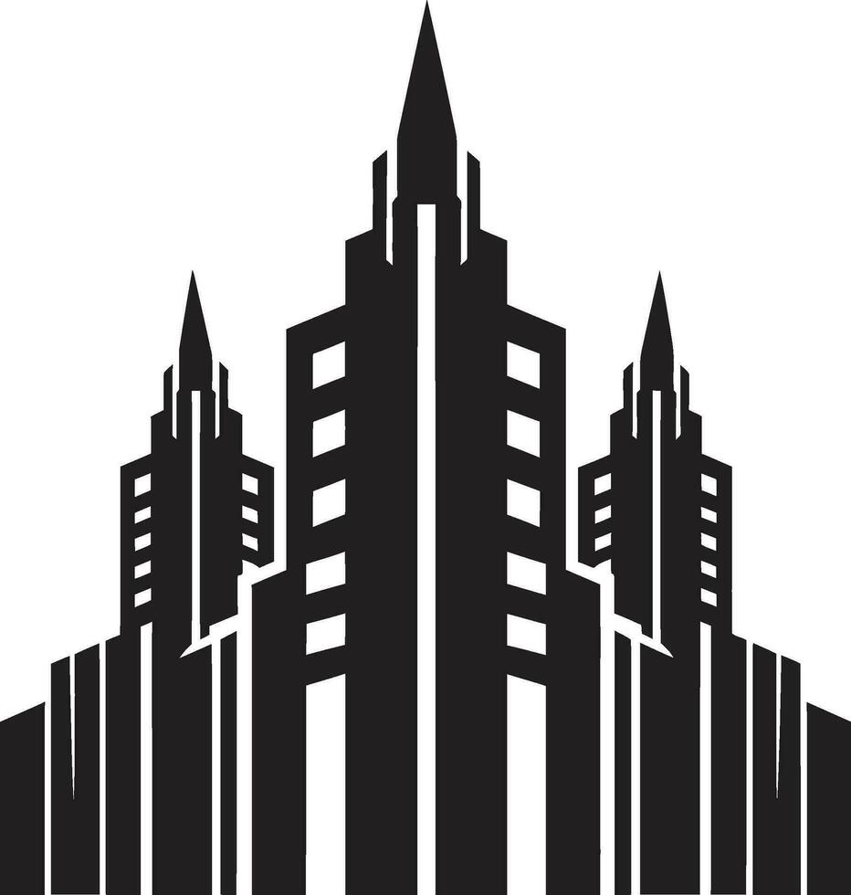 Metropolitan Cityscape Emblem Multifloor Vector Logo Icon Downtown Tower Silhouette Multifloor Cityscape Vector Icon