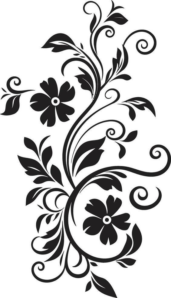 Expressive Floral Strokes Hand Rendered Vector Icon Bold Blossom Accents Black Design Element Logo