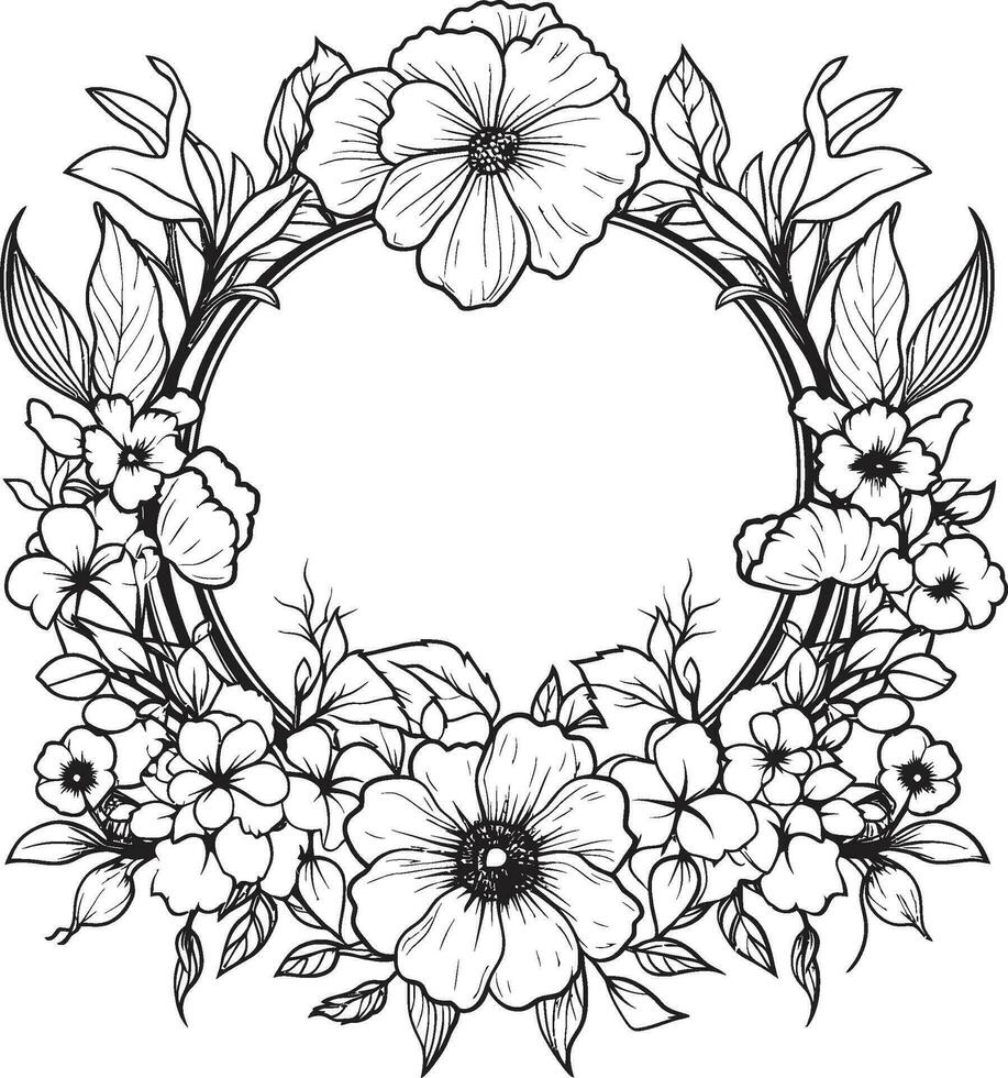 Iron Woven Bloom A Structured Silhouette of Floral Resilience. Brushstroke Inferno Black Florals Consumed in Artistic Passion. vector