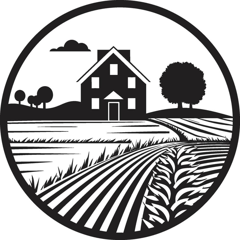 campo vivienda impresión casa de Campo vector emblema cosecha granja icono agricultores casa diseño en vector