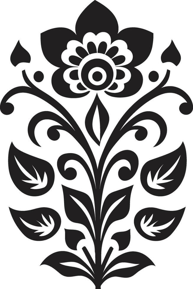 Ethnic Elegance Decorative Floral Vector Symbol Cultural Mosaic Ethnic Floral Emblem Icon