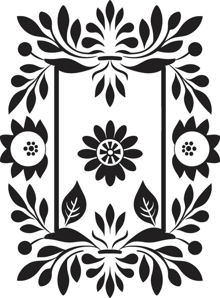 Abstract Garden Tiles Geometric Floral Icon Petal Patterns Black Vector Florals