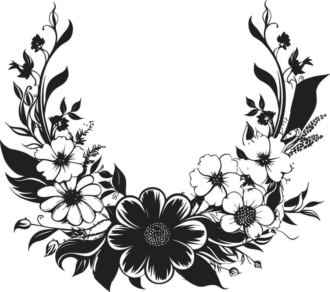 Artistic Noir Flourishes Black Logo Decorative Elements Chic Floral Details Invitation Card Vector Ornaments