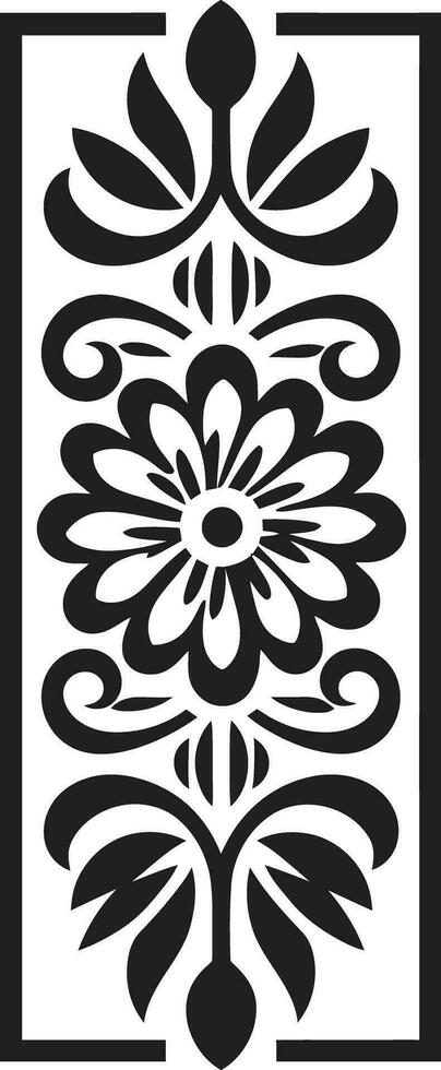 Enigmatic Petal Scrolls Decorative Floral Emblem Ethereal Floral Lace Line Border Icon Design vector