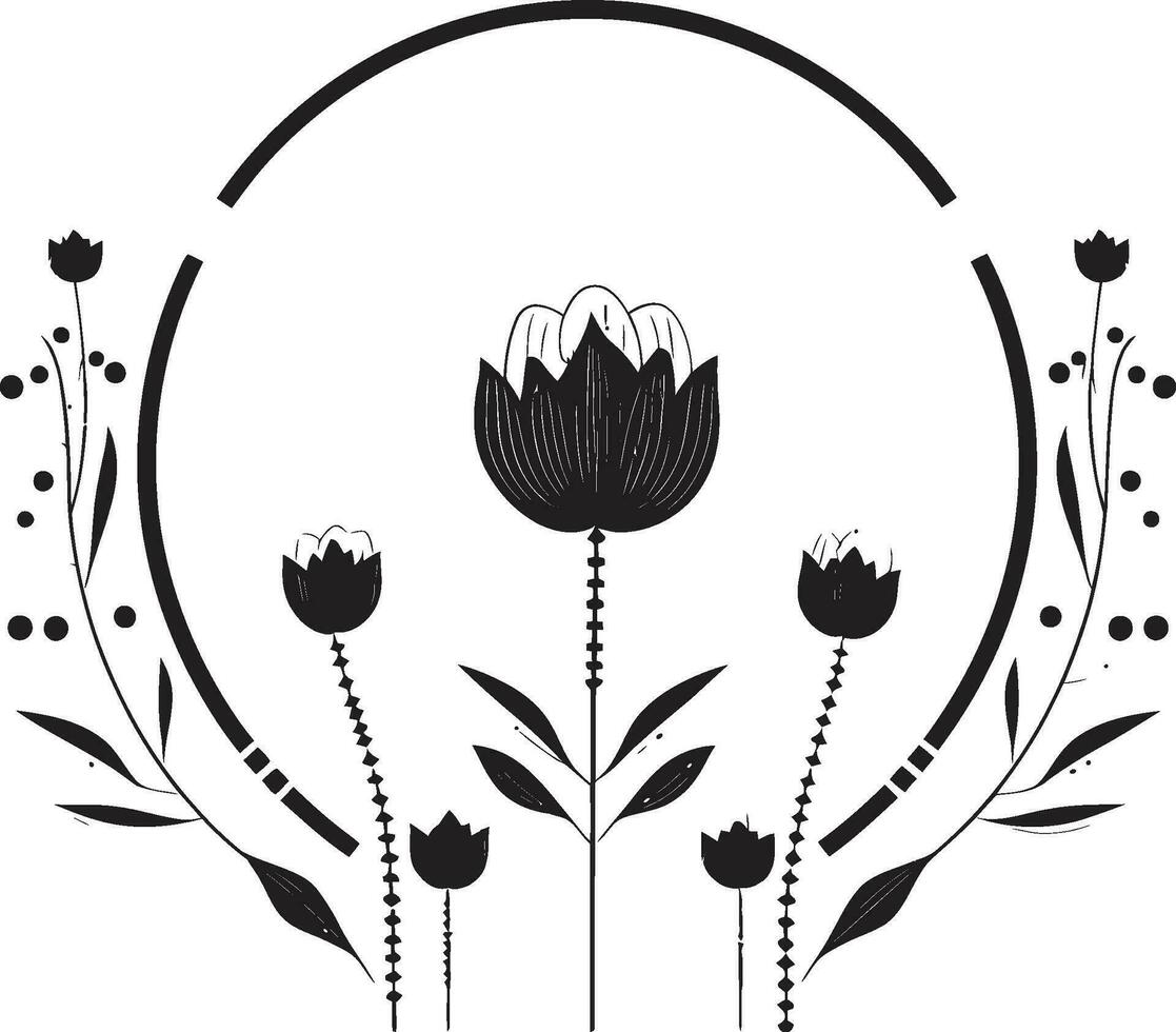 Elegant Minimalism Handcrafted Iconic Logo Design Subtle Botanical Strokes Black Hand Drawn Icon vector