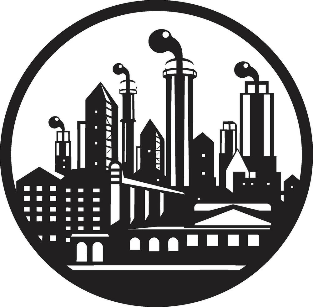 Metropolis Heights Sketch Multifloor Building in Vector Icon Design Downtown Skyscraper Blueprint Cityscape Multifloor Vector Logo