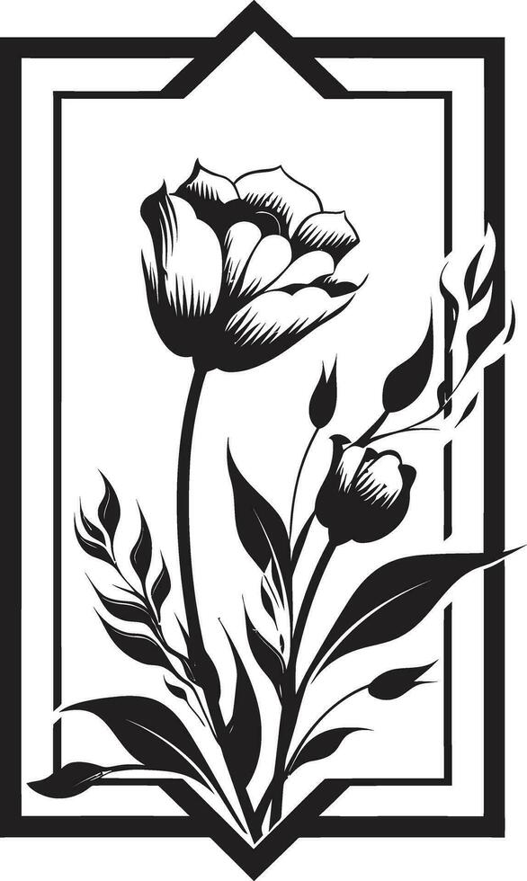 elegante minimalista floral giro mano prestados icono limpiar mano dibujado vides negro vector emblema