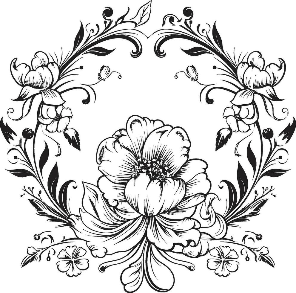 Black Butterfly Bloom A Dark Metamorphosis of Floral Grace. Ink Drenched Blossom A Dive into the Abyss of Monochrome Beauty. vector
