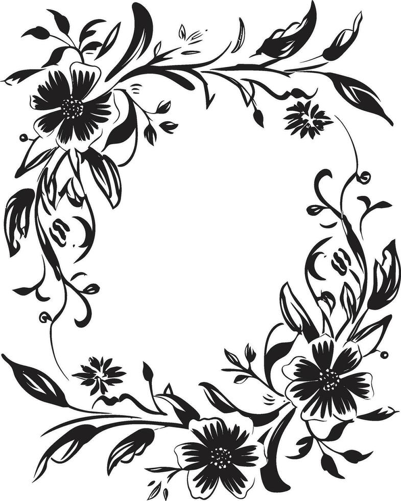 Sophisticated Frame Elegance Black Vector Frame Vintage Bloom Encompass Decorative Black Icon