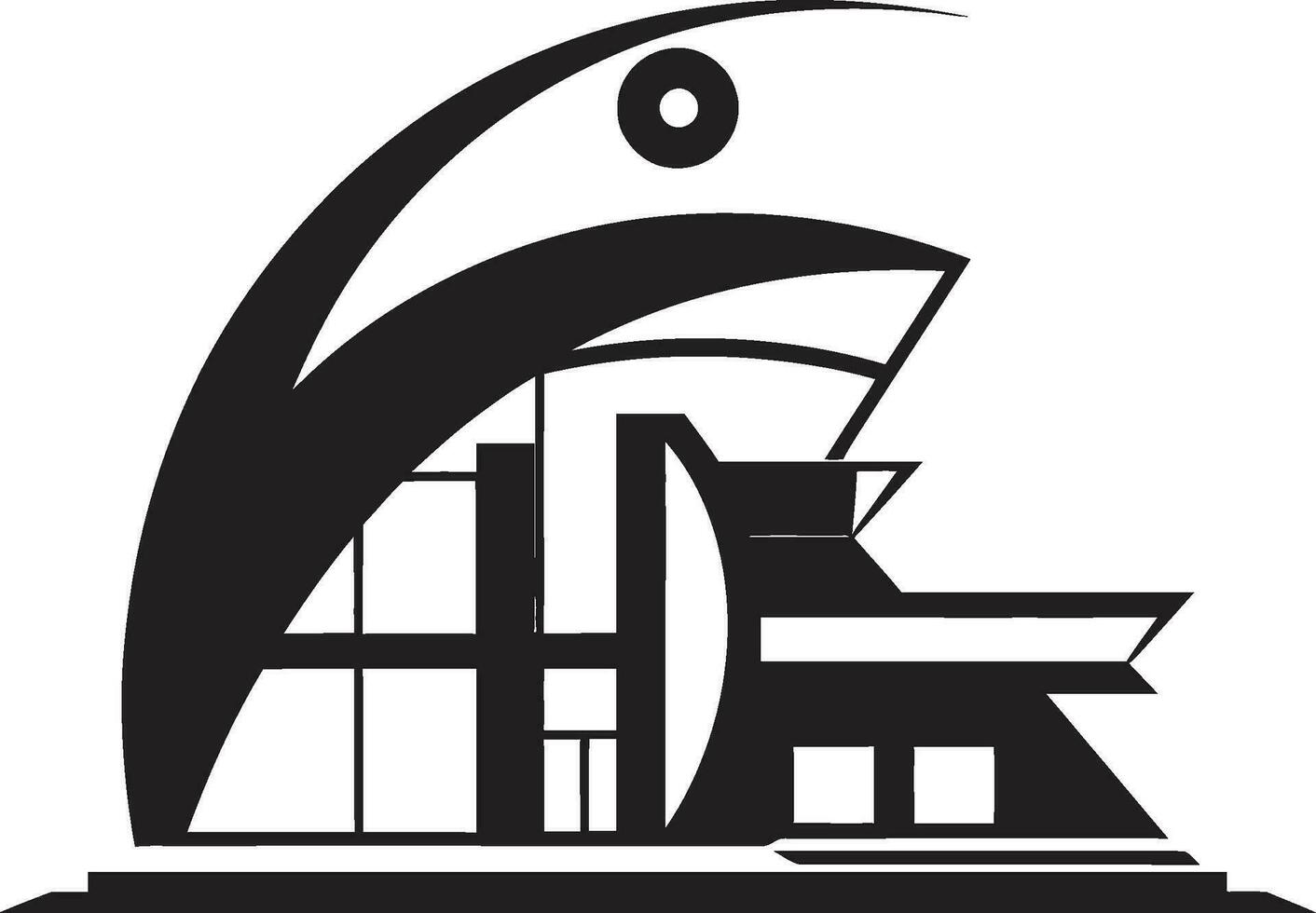Futuristic Living Mark House Design Vector Emblem Innovative Dwelling Impression Futuristic House Vector Logo
