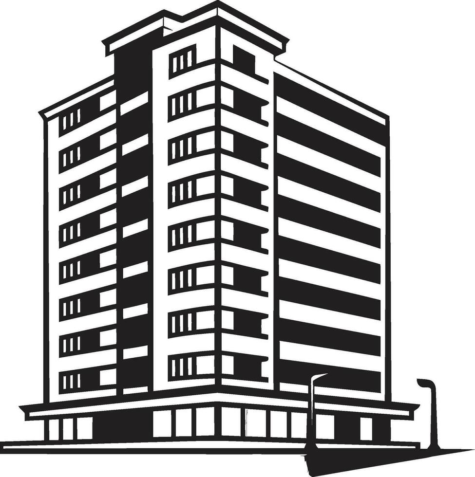 Metropolis Silhouette Multifloor Cityscape Vector Emblem Downtown Skylinescape Multifloral Building in Vector Icon