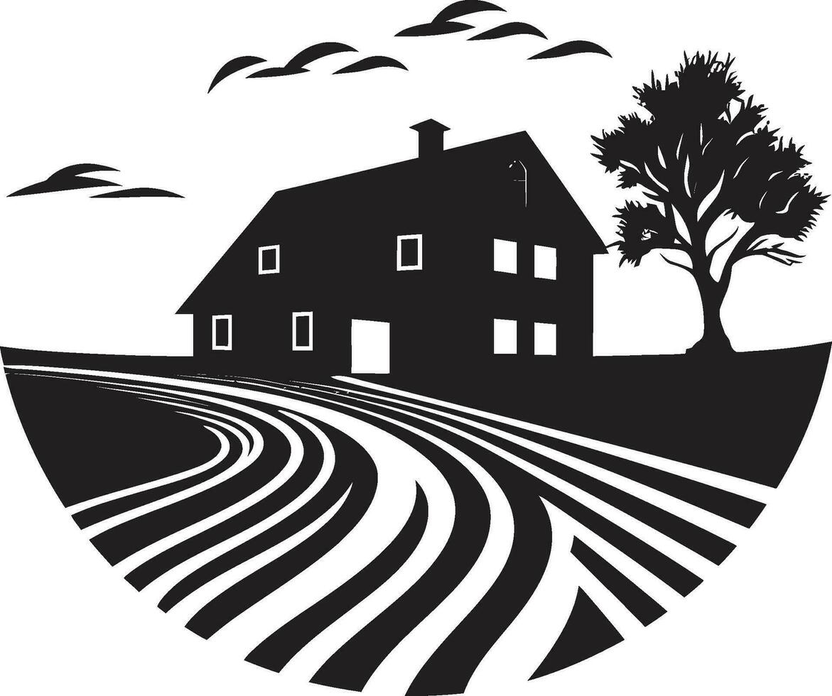 Agrarian Abode Mark Farmers Farmhouse Vector Emblem Rural Dwelling Impression Farmhouse Design Vector Icon